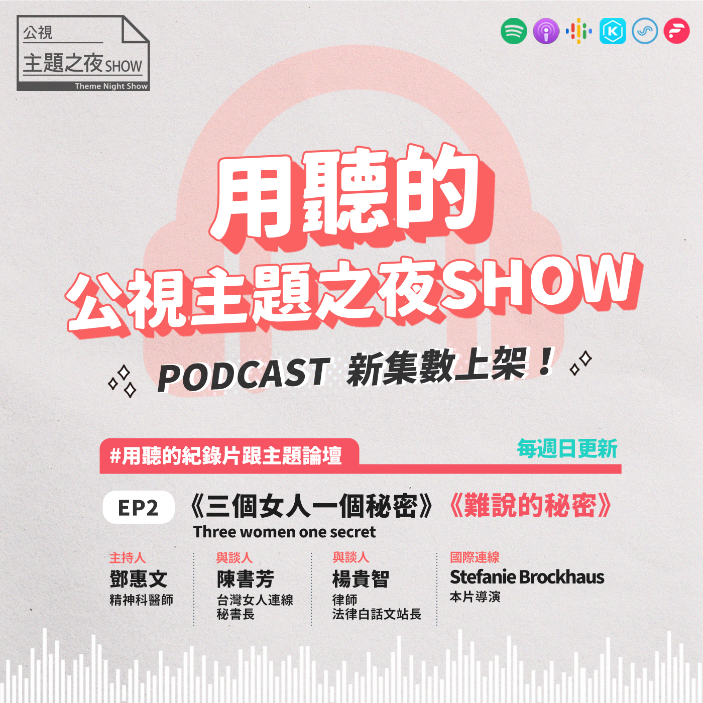 cover of episode EP2. 女人難說的秘密，做人工流產需要配偶同意嗎？∣ 鄧惠文X 陳書芳X 楊貴智(法律白話文運動) X Stefanie Brockhaus 